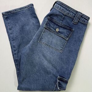 KanCan Women's Avery Straight Cargo Pocket Jeans, Sz 11 (29), Mid Rise, Stretch